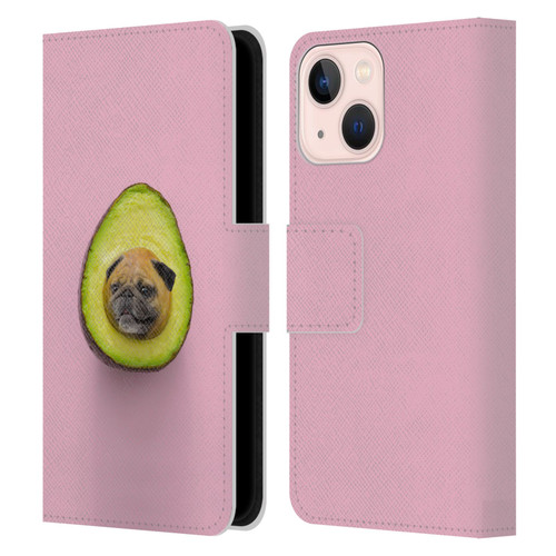 Pixelmated Animals Surreal Pets Pugacado Leather Book Wallet Case Cover For Apple iPhone 13 Mini