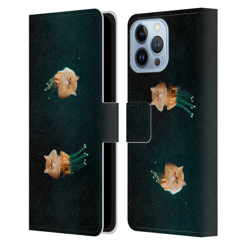 Pixelmated Animals Surreal Pets Jellyfish Cats Leather Book Wallet Case Cover For Apple iPhone 13 Pro Max