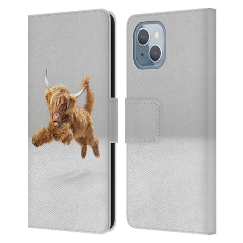 Pixelmated Animals Surreal Pets Highland Pup Leather Book Wallet Case Cover For Apple iPhone 14