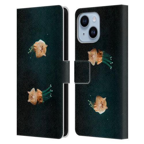 Pixelmated Animals Surreal Pets Jellyfish Cats Leather Book Wallet Case Cover For Apple iPhone 14 Plus
