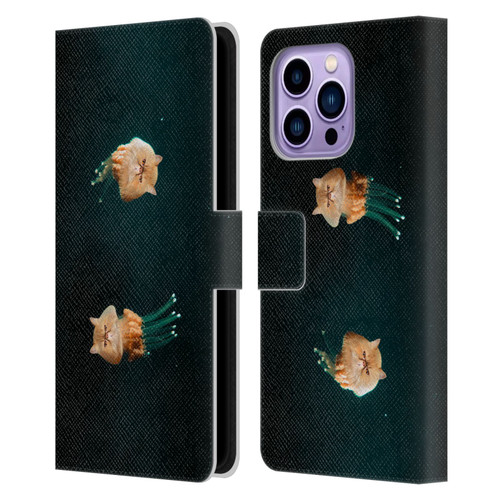 Pixelmated Animals Surreal Pets Jellyfish Cats Leather Book Wallet Case Cover For Apple iPhone 14 Pro Max