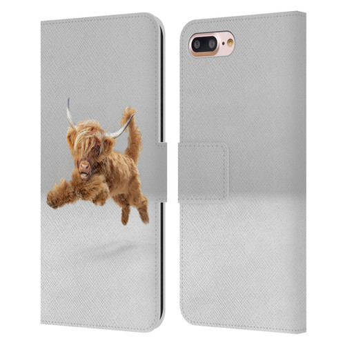Pixelmated Animals Surreal Pets Highland Pup Leather Book Wallet Case Cover For Apple iPhone 7 Plus / iPhone 8 Plus