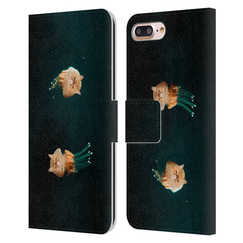 Pixelmated Animals Surreal Pets Jellyfish Cats Leather Book Wallet Case Cover For Apple iPhone 7 Plus / iPhone 8 Plus