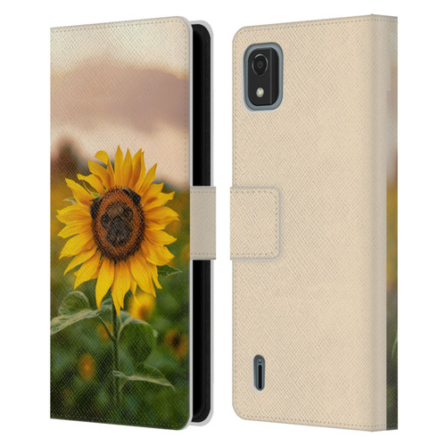 Pixelmated Animals Surreal Pets Pugflower Leather Book Wallet Case Cover For Nokia C2 2nd Edition