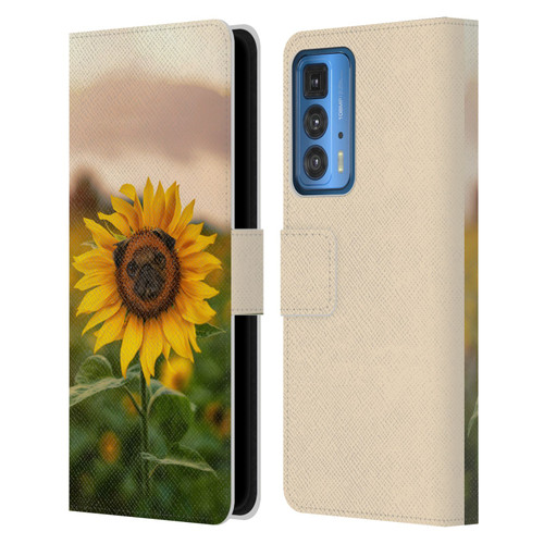 Pixelmated Animals Surreal Pets Pugflower Leather Book Wallet Case Cover For Motorola Edge 20 Pro