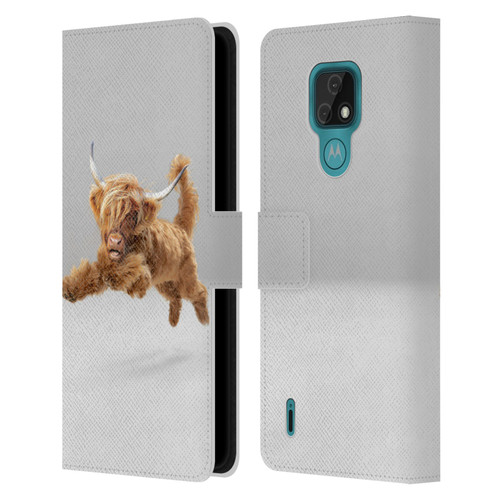 Pixelmated Animals Surreal Pets Highland Pup Leather Book Wallet Case Cover For Motorola Moto E7