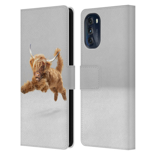 Pixelmated Animals Surreal Pets Highland Pup Leather Book Wallet Case Cover For Motorola Moto G (2022)