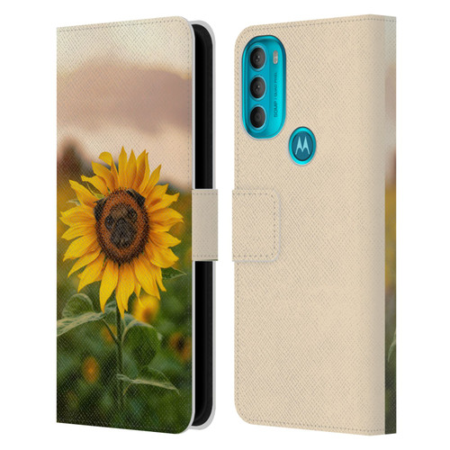 Pixelmated Animals Surreal Pets Pugflower Leather Book Wallet Case Cover For Motorola Moto G71 5G