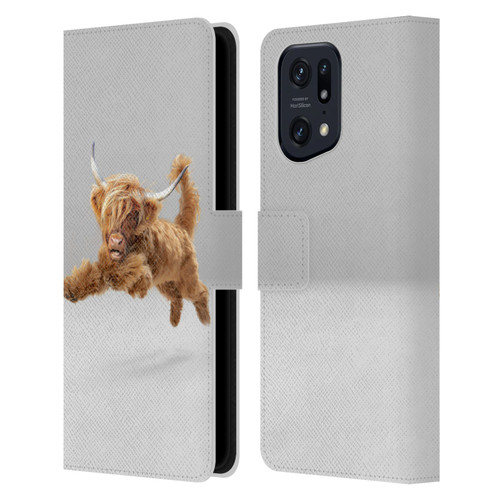 Pixelmated Animals Surreal Pets Highland Pup Leather Book Wallet Case Cover For OPPO Find X5 Pro