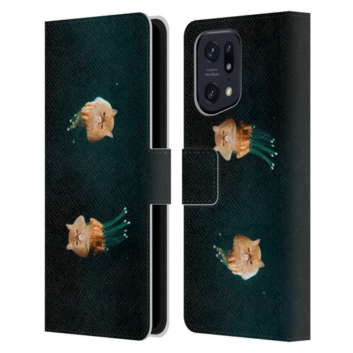 Pixelmated Animals Surreal Pets Jellyfish Cats Leather Book Wallet Case Cover For OPPO Find X5 Pro