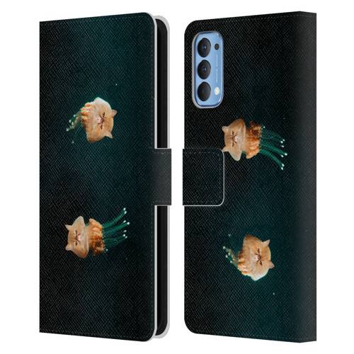 Pixelmated Animals Surreal Pets Jellyfish Cats Leather Book Wallet Case Cover For OPPO Reno 4 5G