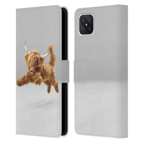 Pixelmated Animals Surreal Pets Highland Pup Leather Book Wallet Case Cover For OPPO Reno4 Z 5G