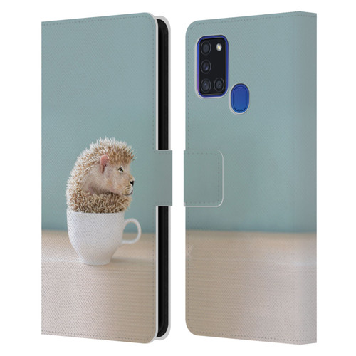 Pixelmated Animals Surreal Pets Lionhog Leather Book Wallet Case Cover For Samsung Galaxy A21s (2020)