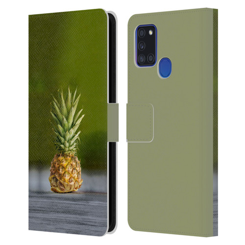Pixelmated Animals Surreal Pets Pineapple Turtle Leather Book Wallet Case Cover For Samsung Galaxy A21s (2020)