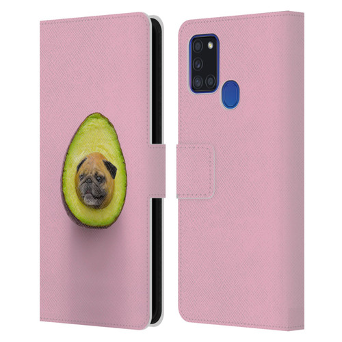 Pixelmated Animals Surreal Pets Pugacado Leather Book Wallet Case Cover For Samsung Galaxy A21s (2020)