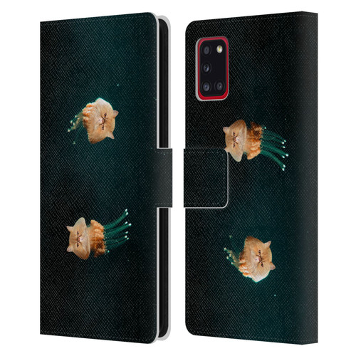 Pixelmated Animals Surreal Pets Jellyfish Cats Leather Book Wallet Case Cover For Samsung Galaxy A31 (2020)