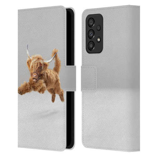 Pixelmated Animals Surreal Pets Highland Pup Leather Book Wallet Case Cover For Samsung Galaxy A33 5G (2022)