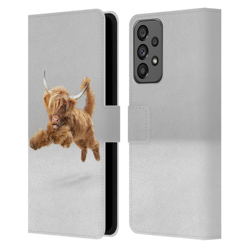 Pixelmated Animals Surreal Pets Highland Pup Leather Book Wallet Case Cover For Samsung Galaxy A73 5G (2022)