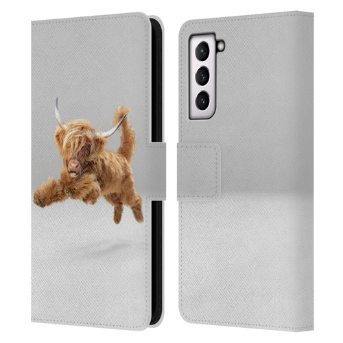 Pixelmated Animals Surreal Pets Highland Pup Leather Book Wallet Case Cover For Samsung Galaxy S21 5G