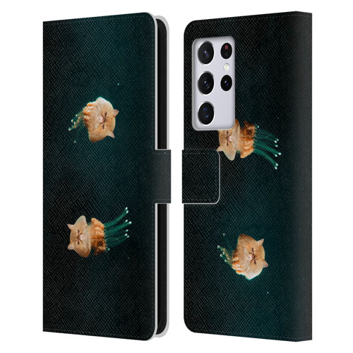 Pixelmated Animals Surreal Pets Jellyfish Cats Leather Book Wallet Case Cover For Samsung Galaxy S21 Ultra 5G