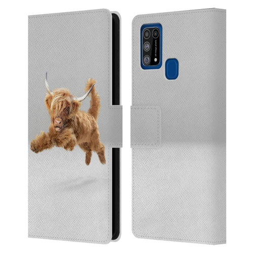 Pixelmated Animals Surreal Pets Highland Pup Leather Book Wallet Case Cover For Samsung Galaxy M31 (2020)