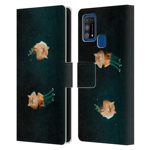 Pixelmated Animals Surreal Pets Jellyfish Cats Leather Book Wallet Case Cover For Samsung Galaxy M31 (2020)
