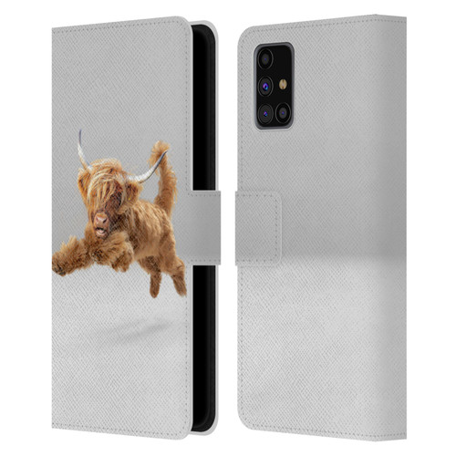 Pixelmated Animals Surreal Pets Highland Pup Leather Book Wallet Case Cover For Samsung Galaxy M31s (2020)