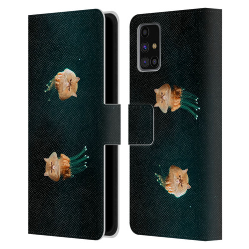 Pixelmated Animals Surreal Pets Jellyfish Cats Leather Book Wallet Case Cover For Samsung Galaxy M31s (2020)