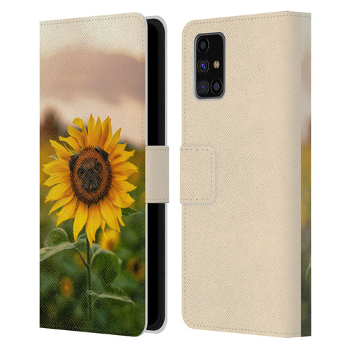 Pixelmated Animals Surreal Pets Pugflower Leather Book Wallet Case Cover For Samsung Galaxy M31s (2020)