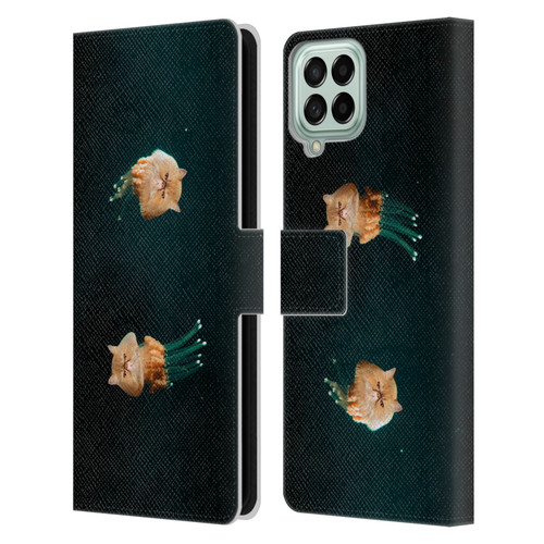 Pixelmated Animals Surreal Pets Jellyfish Cats Leather Book Wallet Case Cover For Samsung Galaxy M33 (2022)