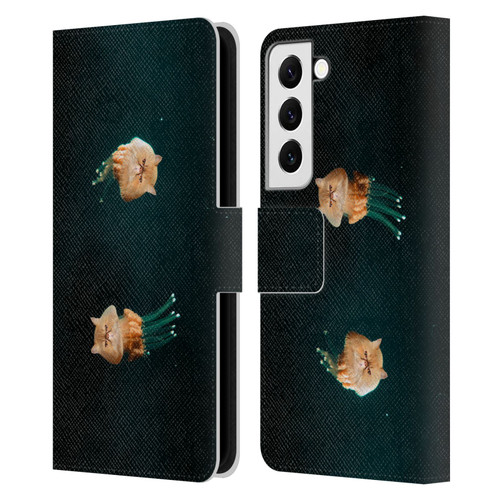 Pixelmated Animals Surreal Pets Jellyfish Cats Leather Book Wallet Case Cover For Samsung Galaxy S22 5G