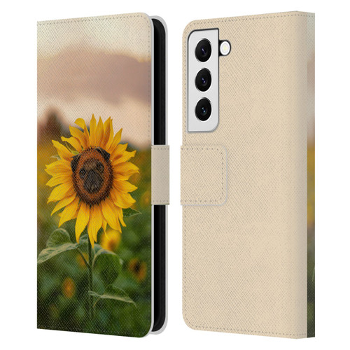 Pixelmated Animals Surreal Pets Pugflower Leather Book Wallet Case Cover For Samsung Galaxy S22 5G