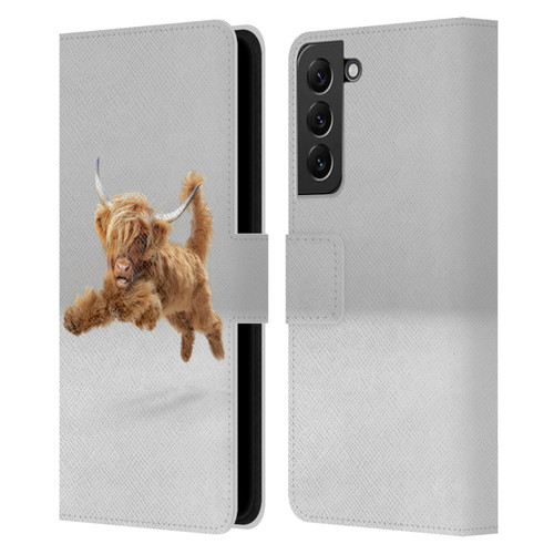 Pixelmated Animals Surreal Pets Highland Pup Leather Book Wallet Case Cover For Samsung Galaxy S22+ 5G