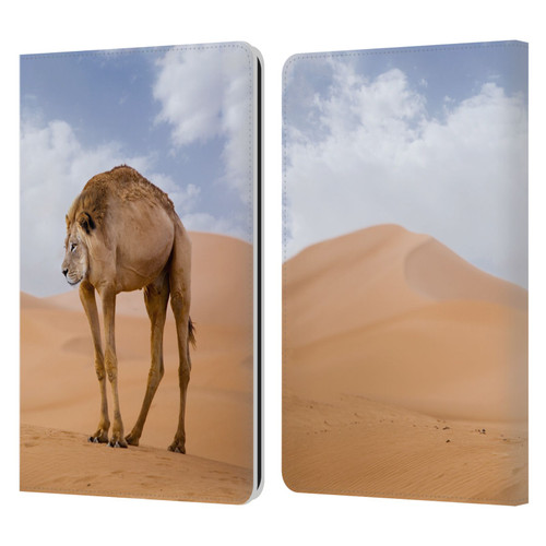 Pixelmated Animals Surreal Wildlife Camel Lion Leather Book Wallet Case Cover For Amazon Kindle Paperwhite 1 / 2 / 3
