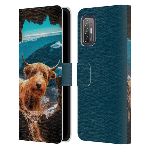 Pixelmated Animals Surreal Wildlife Cowpup Leather Book Wallet Case Cover For HTC Desire 21 Pro 5G