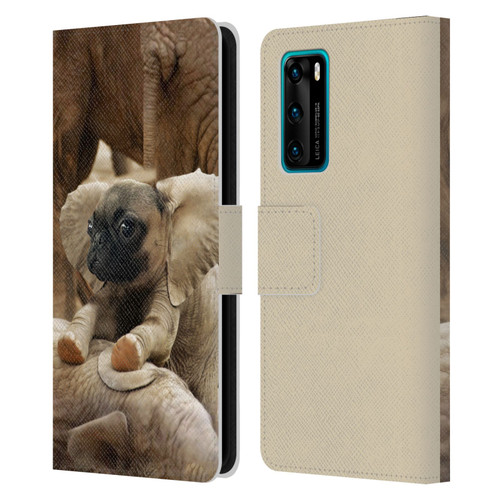 Pixelmated Animals Surreal Wildlife Pugephant Leather Book Wallet Case Cover For Huawei P40 5G