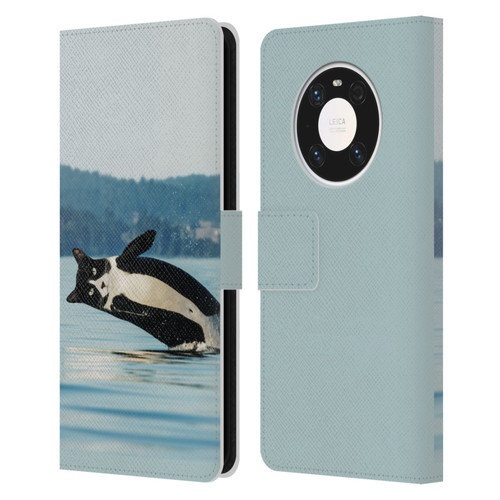 Pixelmated Animals Surreal Wildlife Orcat Leather Book Wallet Case Cover For Huawei Mate 40 Pro 5G