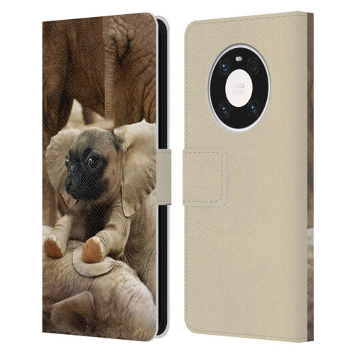 Pixelmated Animals Surreal Wildlife Pugephant Leather Book Wallet Case Cover For Huawei Mate 40 Pro 5G