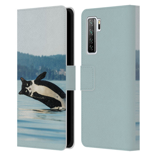 Pixelmated Animals Surreal Wildlife Orcat Leather Book Wallet Case Cover For Huawei Nova 7 SE/P40 Lite 5G