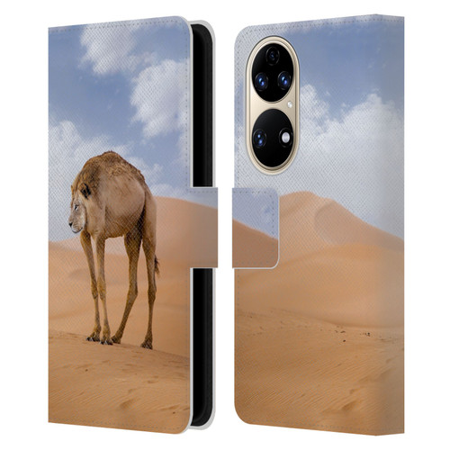 Pixelmated Animals Surreal Wildlife Camel Lion Leather Book Wallet Case Cover For Huawei P50