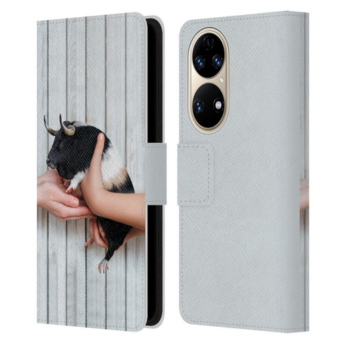 Pixelmated Animals Surreal Wildlife Guinea Bull Leather Book Wallet Case Cover For Huawei P50