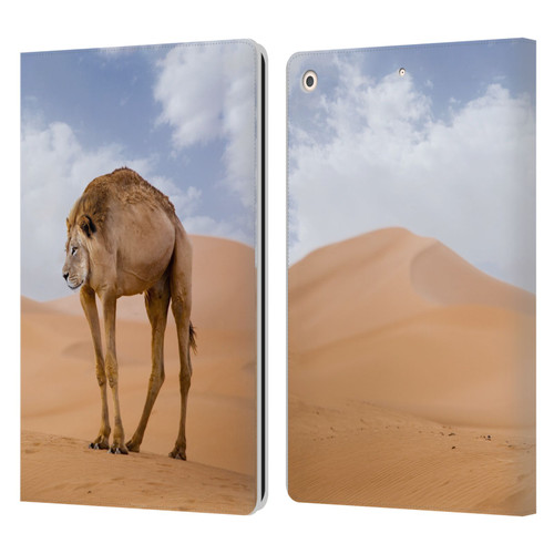Pixelmated Animals Surreal Wildlife Camel Lion Leather Book Wallet Case Cover For Apple iPad 10.2 2019/2020/2021