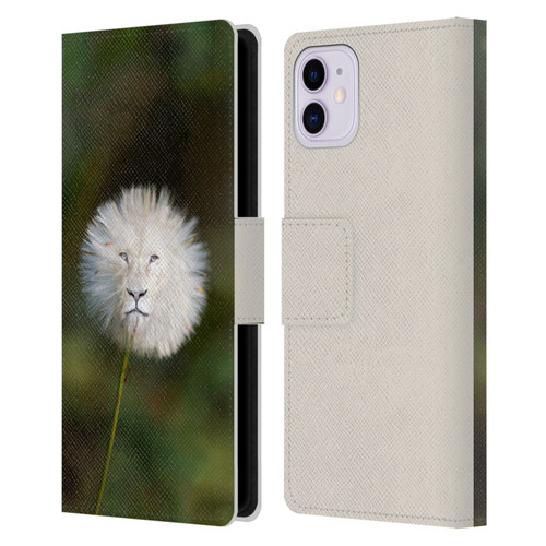 Pixelmated Animals Surreal Wildlife Dandelion Leather Book Wallet Case Cover For Apple iPhone 11