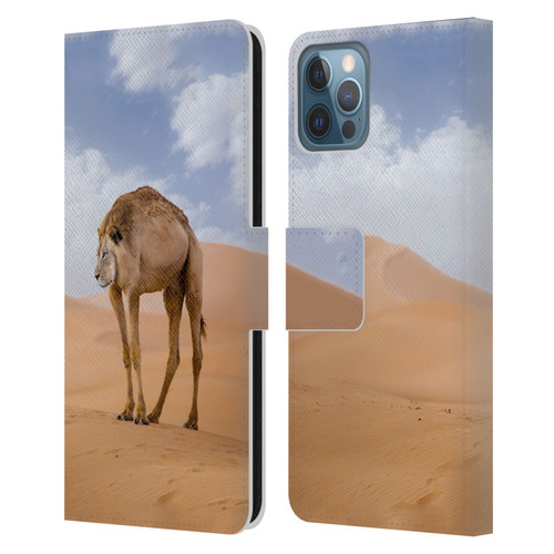 Pixelmated Animals Surreal Wildlife Camel Lion Leather Book Wallet Case Cover For Apple iPhone 12 / iPhone 12 Pro