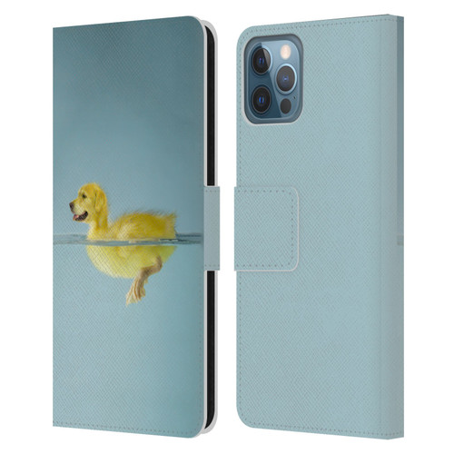 Pixelmated Animals Surreal Wildlife Dog Duck Leather Book Wallet Case Cover For Apple iPhone 12 / iPhone 12 Pro