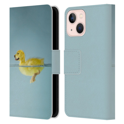 Pixelmated Animals Surreal Wildlife Dog Duck Leather Book Wallet Case Cover For Apple iPhone 13 Mini