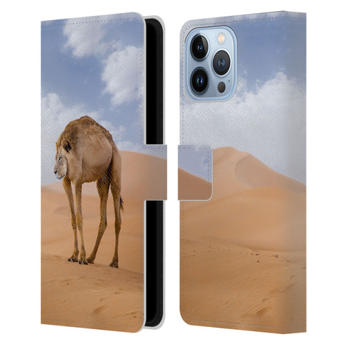 Pixelmated Animals Surreal Wildlife Camel Lion Leather Book Wallet Case Cover For Apple iPhone 13 Pro Max