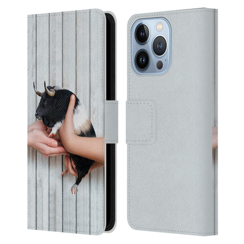 Pixelmated Animals Surreal Wildlife Guinea Bull Leather Book Wallet Case Cover For Apple iPhone 13 Pro