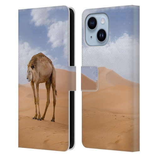 Pixelmated Animals Surreal Wildlife Camel Lion Leather Book Wallet Case Cover For Apple iPhone 14 Plus