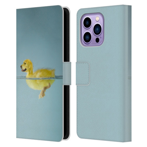 Pixelmated Animals Surreal Wildlife Dog Duck Leather Book Wallet Case Cover For Apple iPhone 14 Pro Max